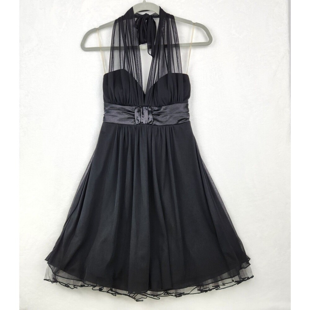 Speechless Halter Dress Juniors Small Black Mesh Party Cocktail Formal HOCO LBD